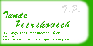 tunde petrikovich business card